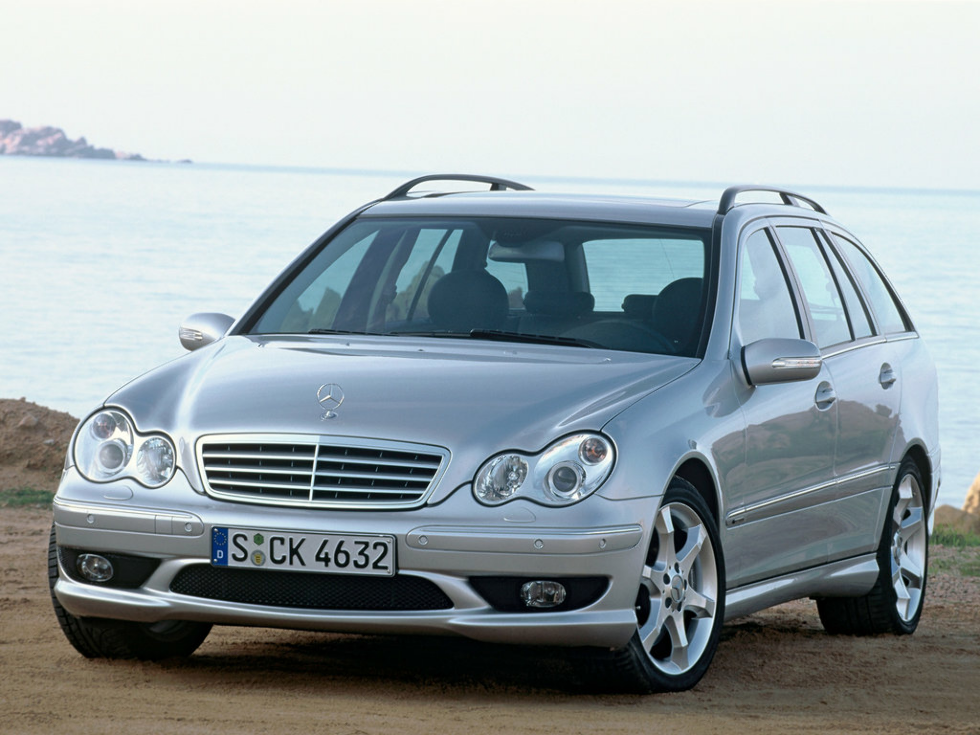 Коврики ЭВА "EVA ромб" для Mercedes-Benz C-Class II (универсал / S203) 2004 - 2008, черные, 4шт.